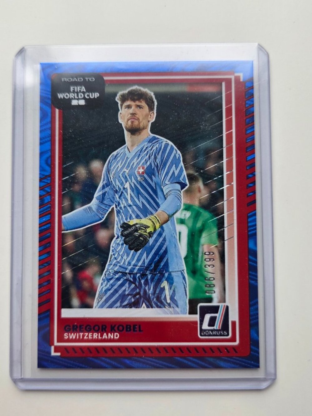 Gregor Kobel Blue Swirl /399 #175 Donruss Switzerland Soccer Card